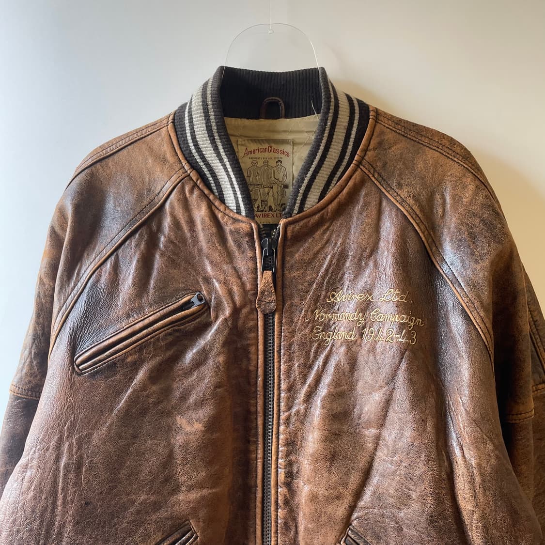 90s 아비렉스 아이콘 가죽 바시티자켓 상품이미지3