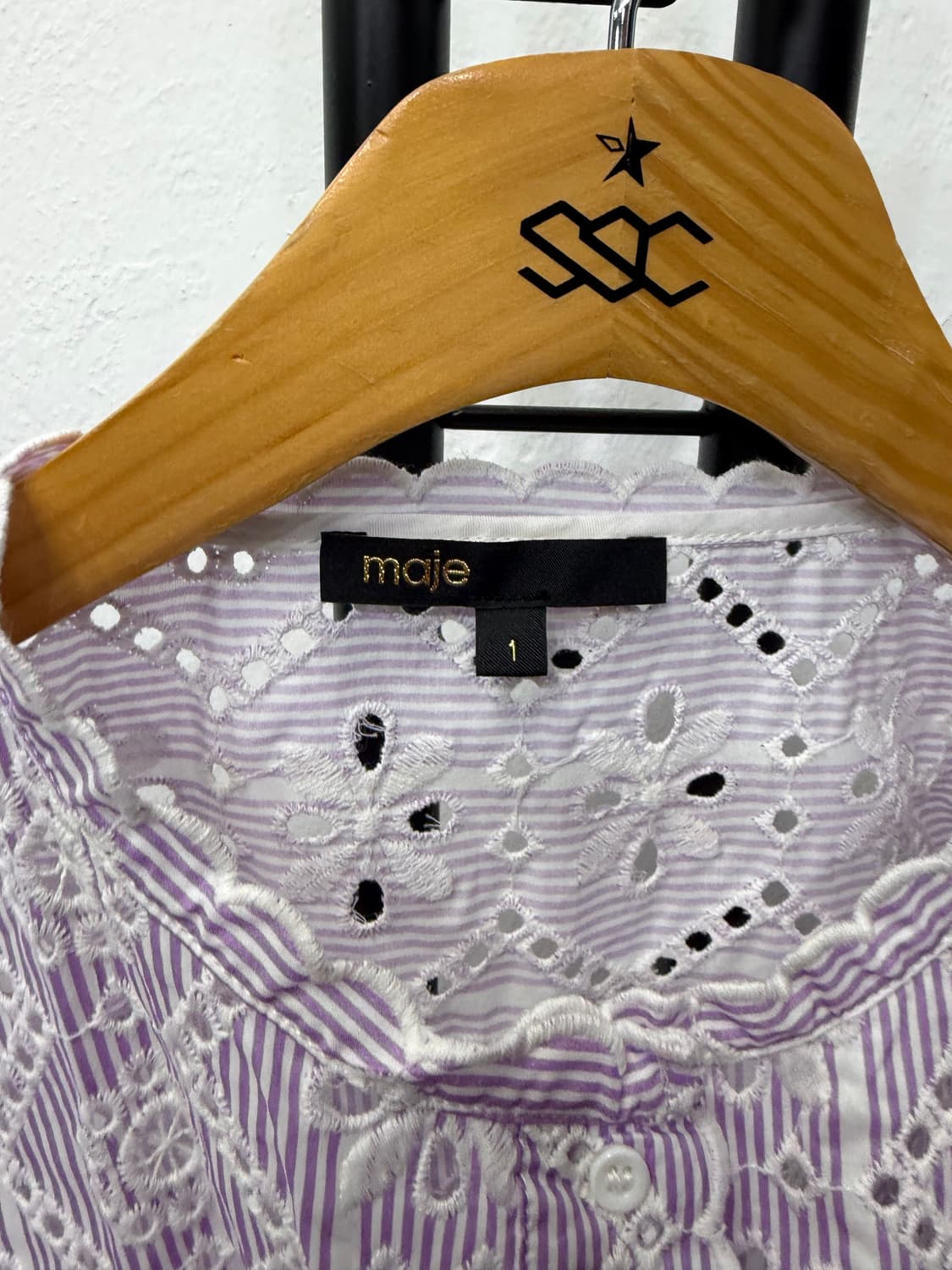 정품) maje 마쥬 퍼플 스트라이프 펀칭 블라우스 1 상품이미지6