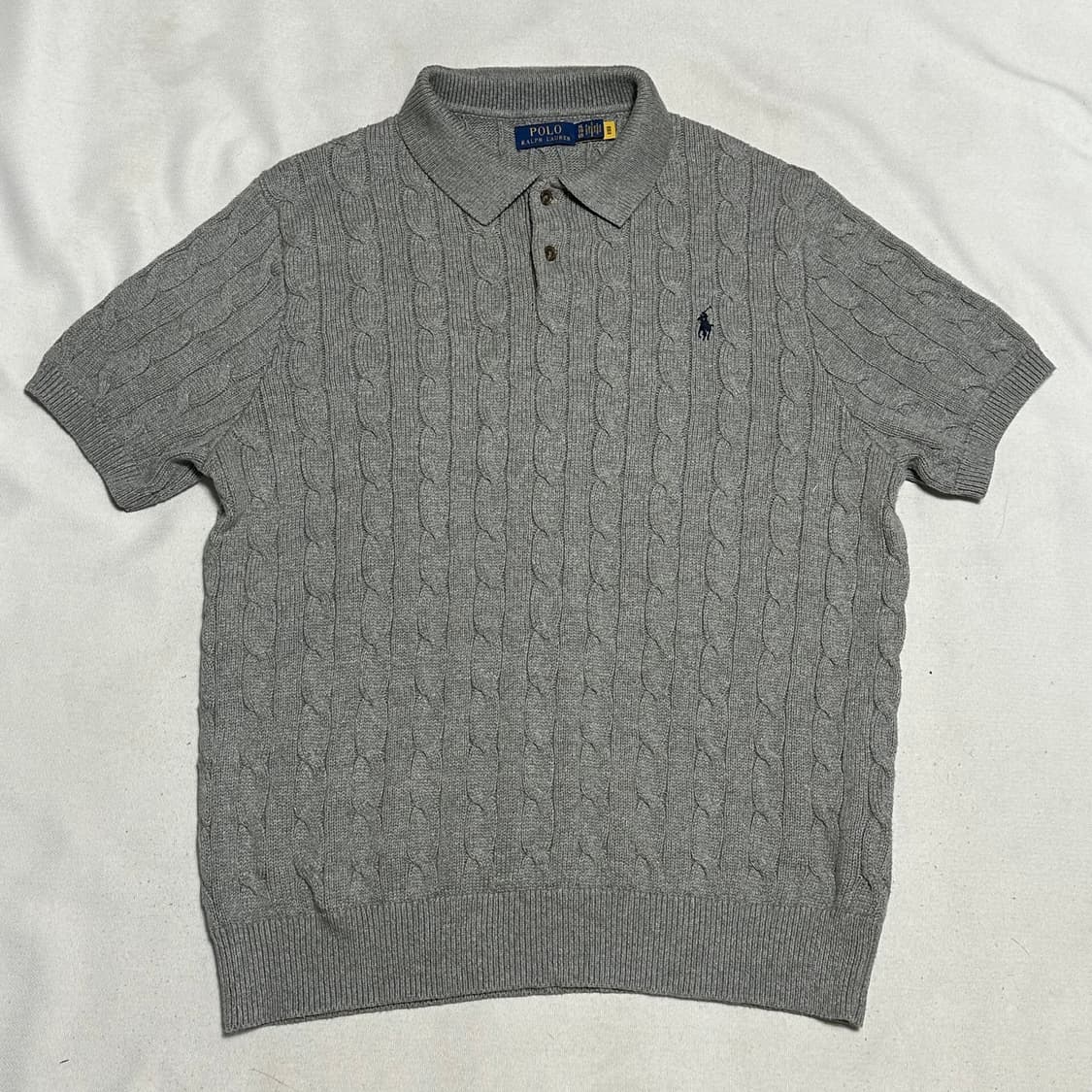 XL 폴로랄프로렌 그레이 케이블 반팔 니트  상품이미지2