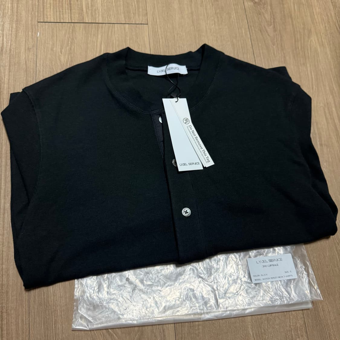 리젤서비스 MARGIN HENLEY NECK T-SHIRTS BLACK 상품이미지3