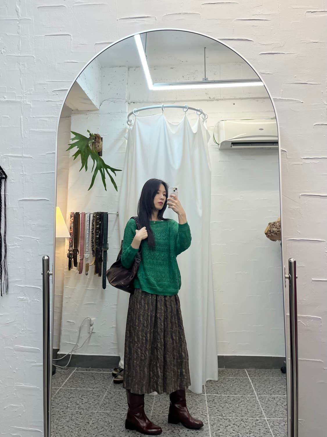 Neck button green knit 상품이미지4
