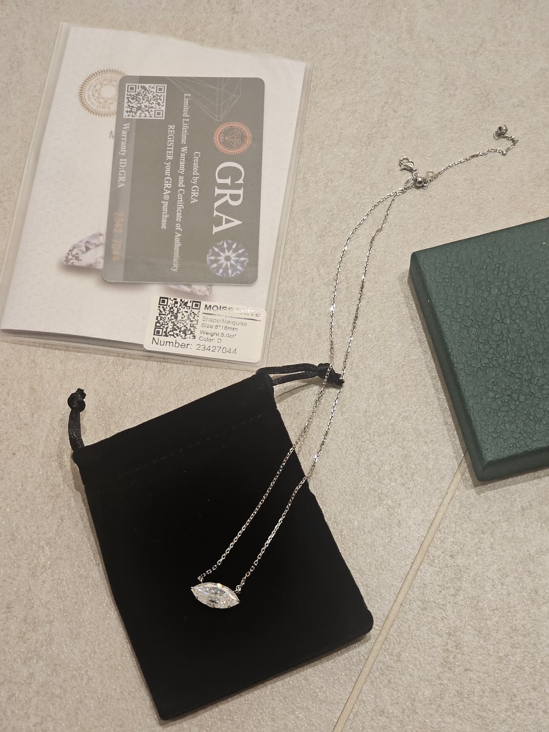 5캐럿 모이사나이트 마퀴즈컷 목걸이 상품이미지2