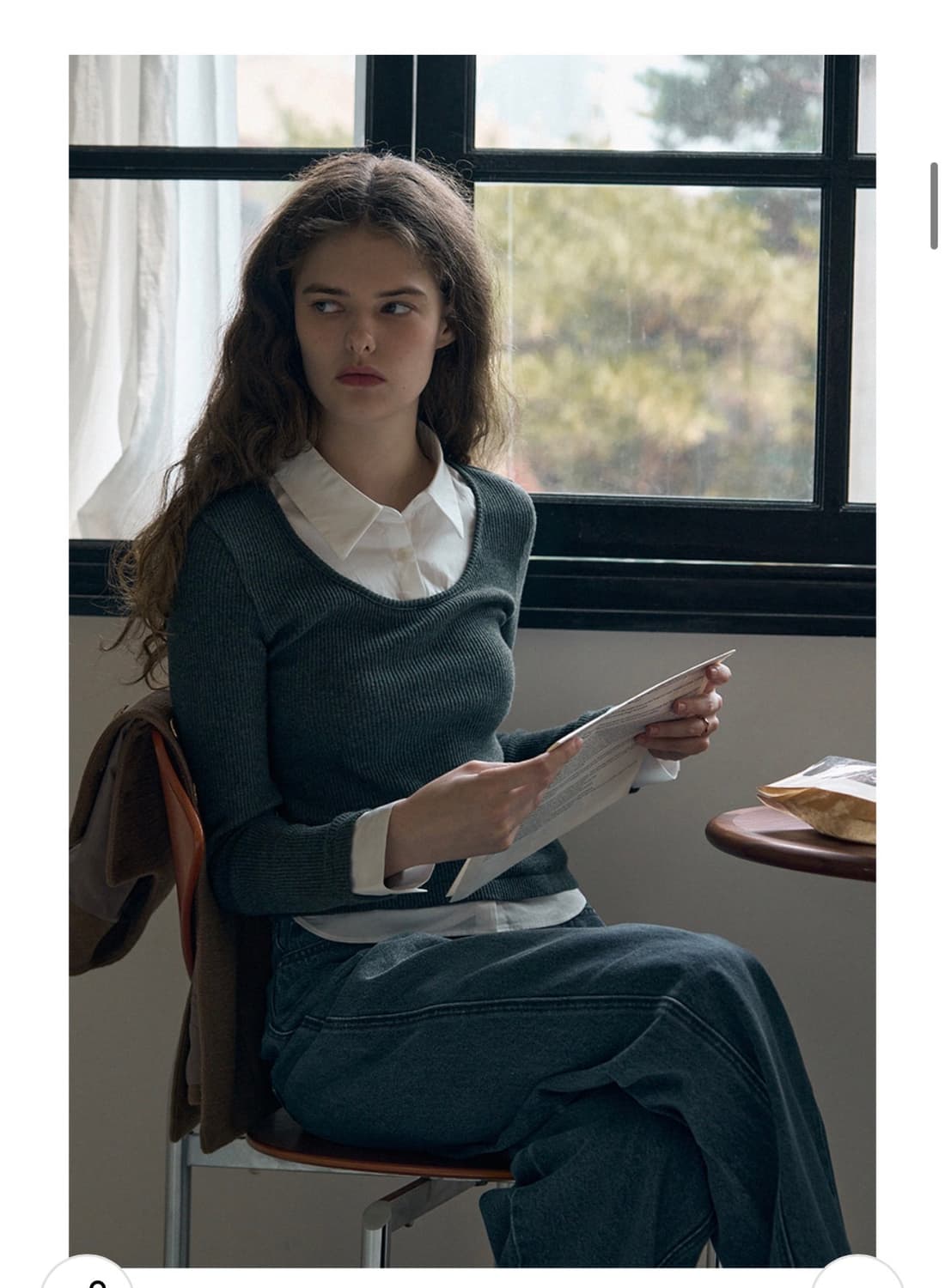 (S) 드로우핏 우먼 포엠 레이어드 카라 셔츠 탑 [CHARCOAL] 상품이미지3