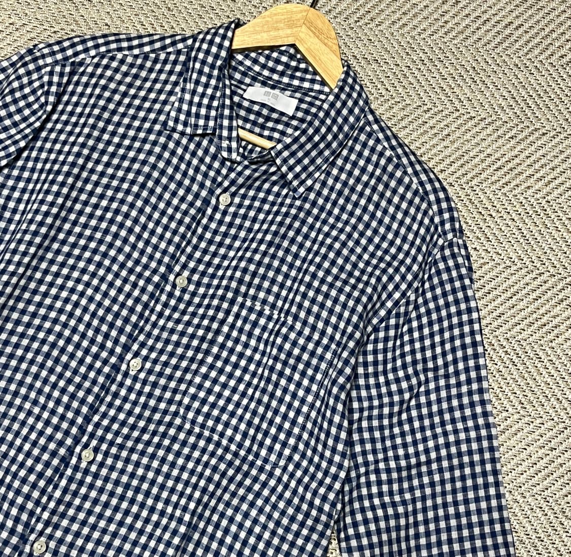 공용 유니클로 린넨 다탄 체크셔츠 남방 XL 상품이미지7