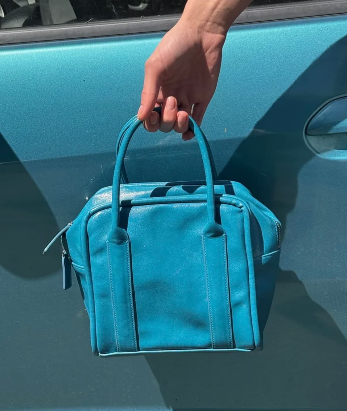 여밈 미니 박스백 아쿠아  상품이미지1