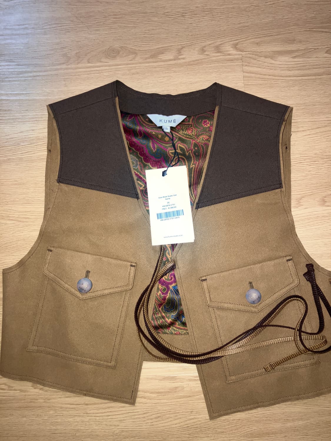 쿠메 컬러 블록 스웻이드 베스트 S 상품이미지6