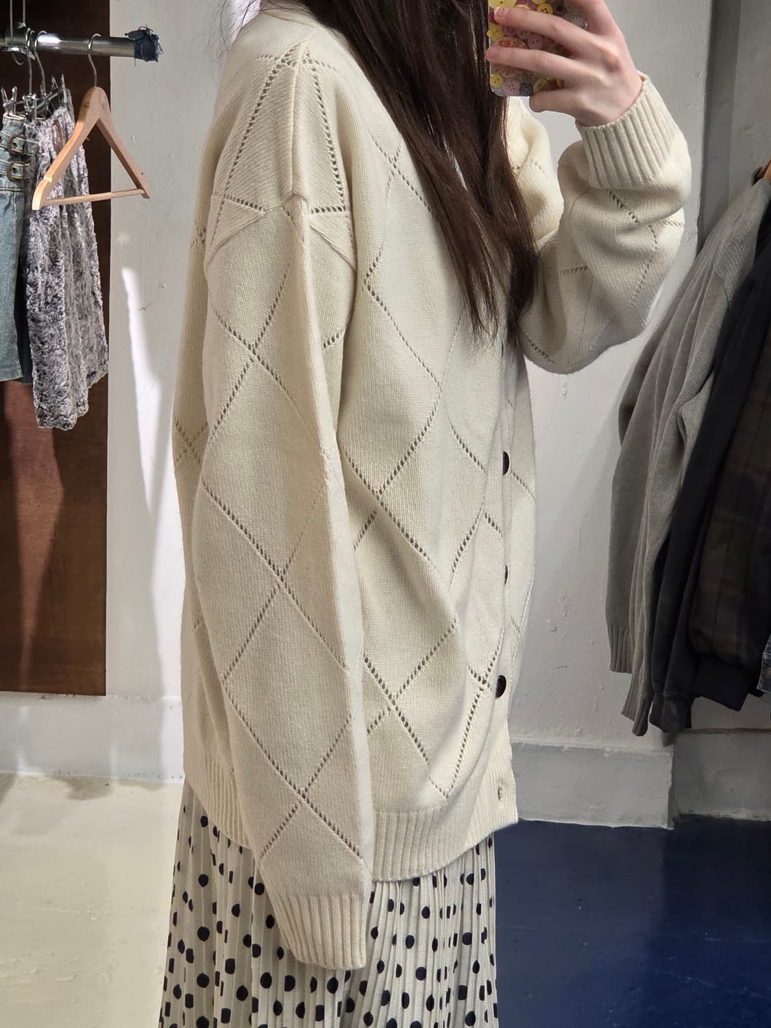 TONYWACK 토니웩 펀칭 아가일 가디건 상품이미지3