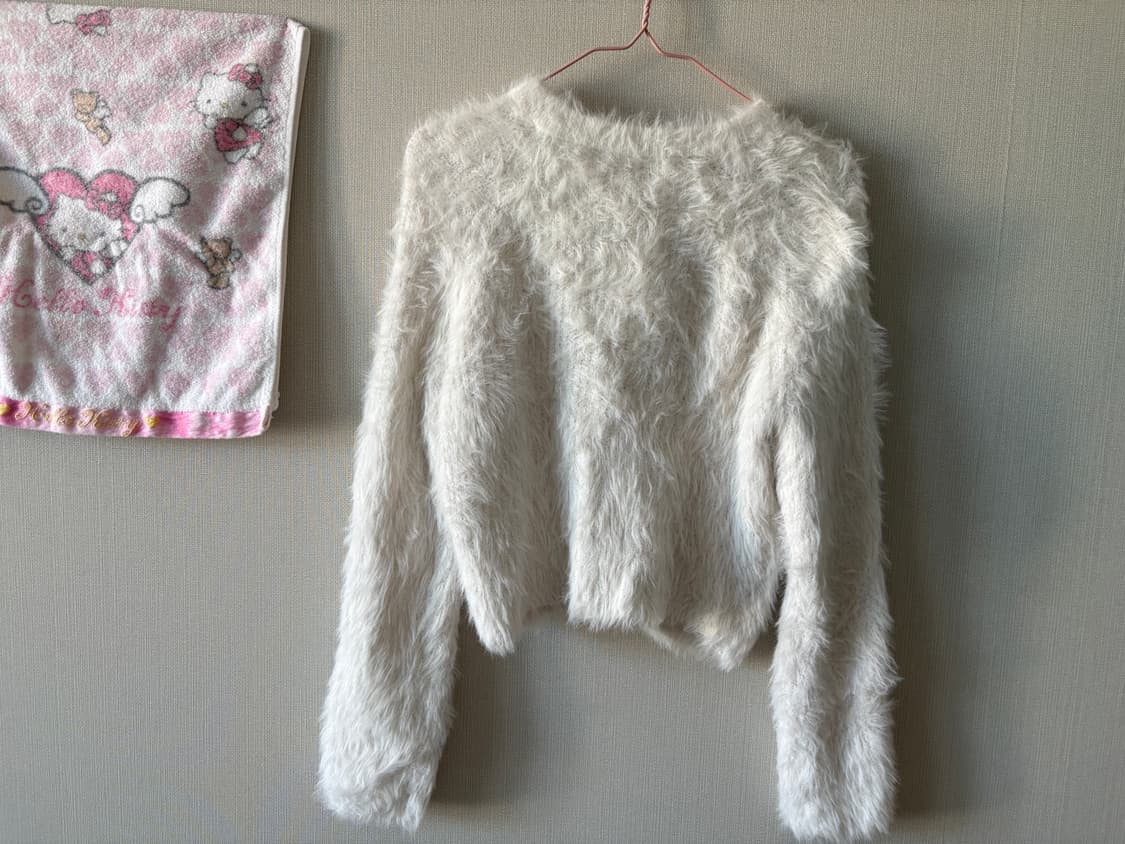 화이트 퍼 니트 집업 상품이미지2