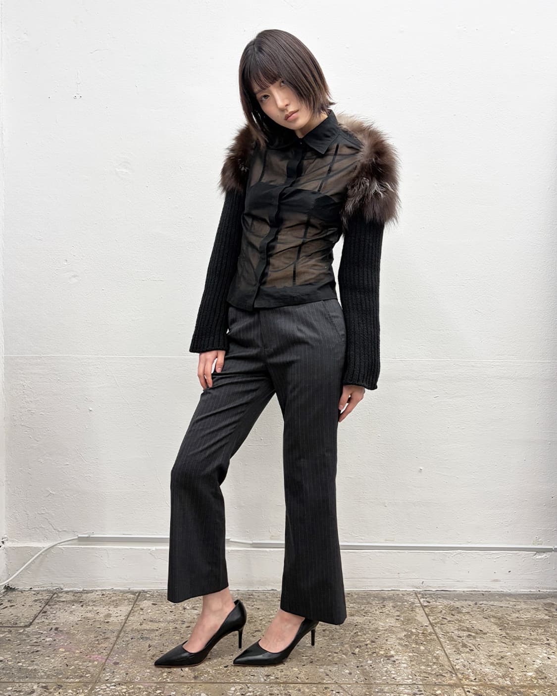 스페치오 꾸뛰르 폭스 퍼 트리밍 니트 볼레로 상품이미지4