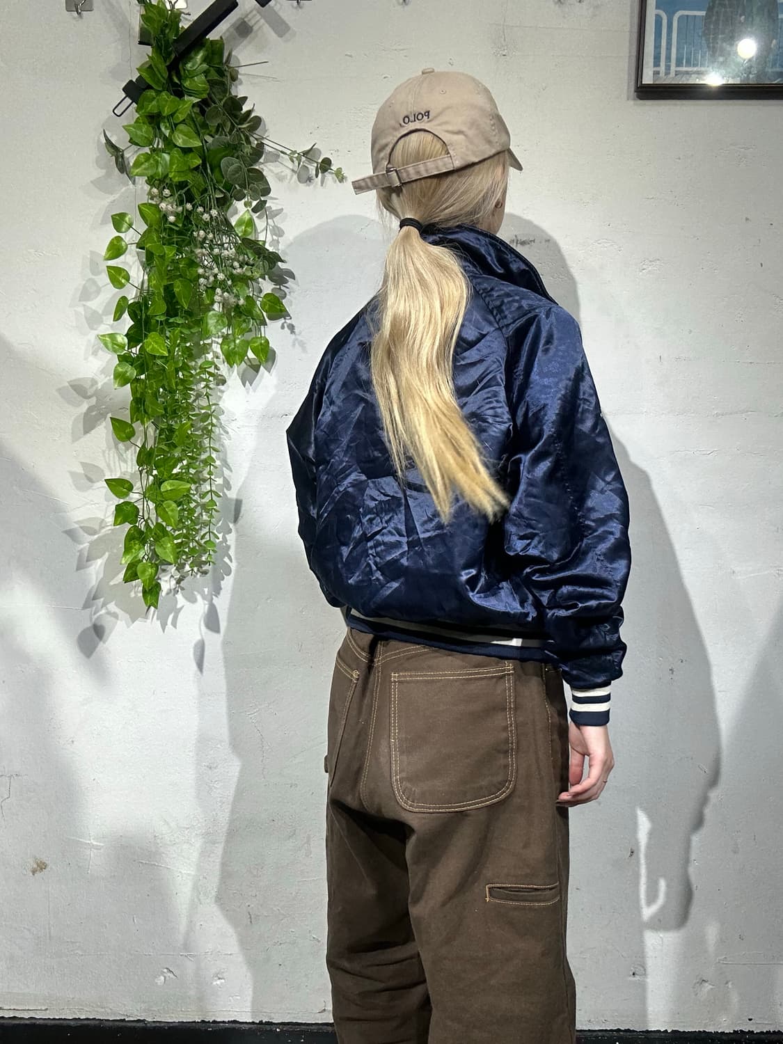 일본 빈티지 zett 네이비 여성 크롭 바시티 야구 잠바 블루종 자켓  상품이미지3