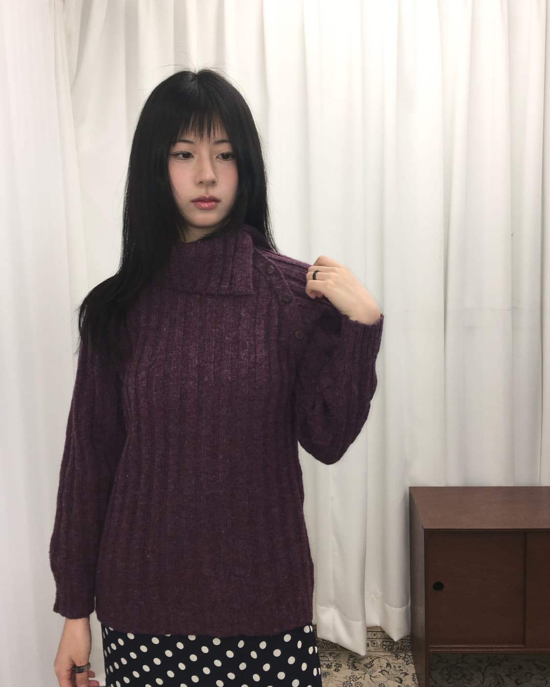 퍼플 하이넥 니트 상품이미지1