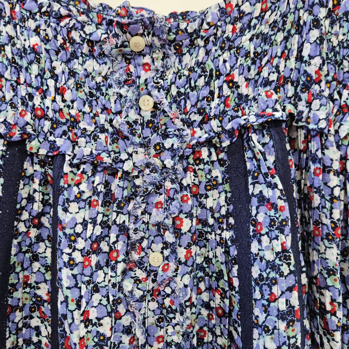 블루플라워 패턴 끈 원피스 상품이미지4