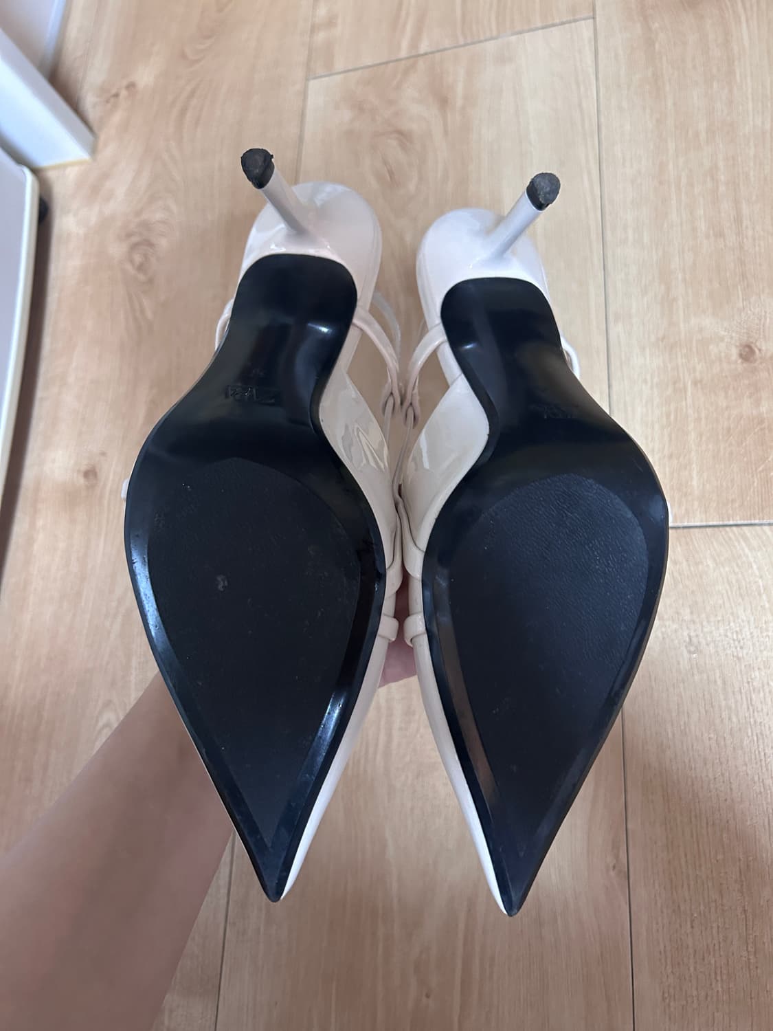 자라 아이보리 스트랩 슬링백 버클 힐 36 상품이미지8