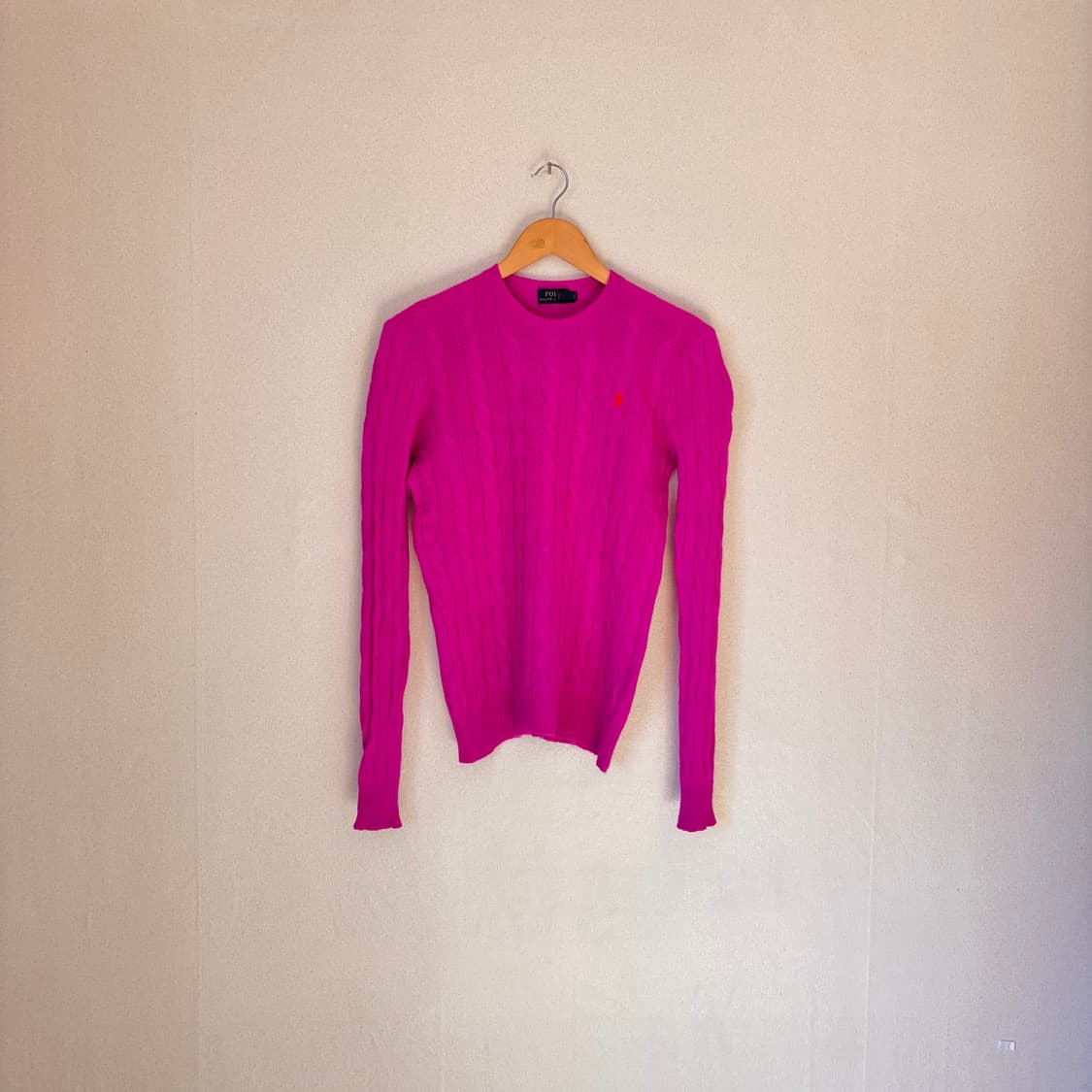 폴로 캐시미어 메리노울 니트 S 핑크 케이블 랄프로렌 초경량 상품이미지6