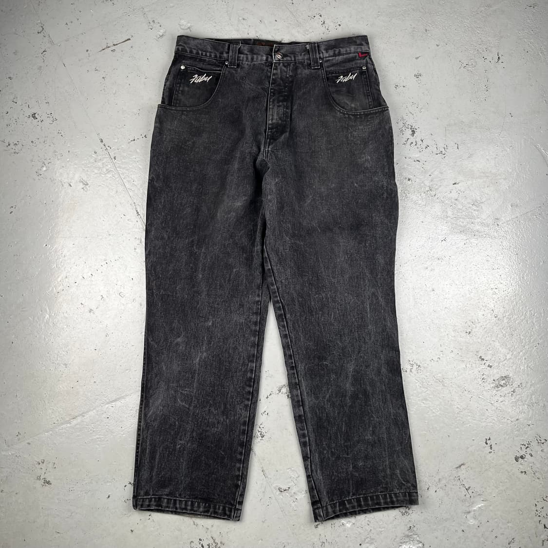 빈티지 Fubu 더 콜렉션 리플렉팅 로고 배기 데님 카펜터팬츠 블랙 상품이미지2