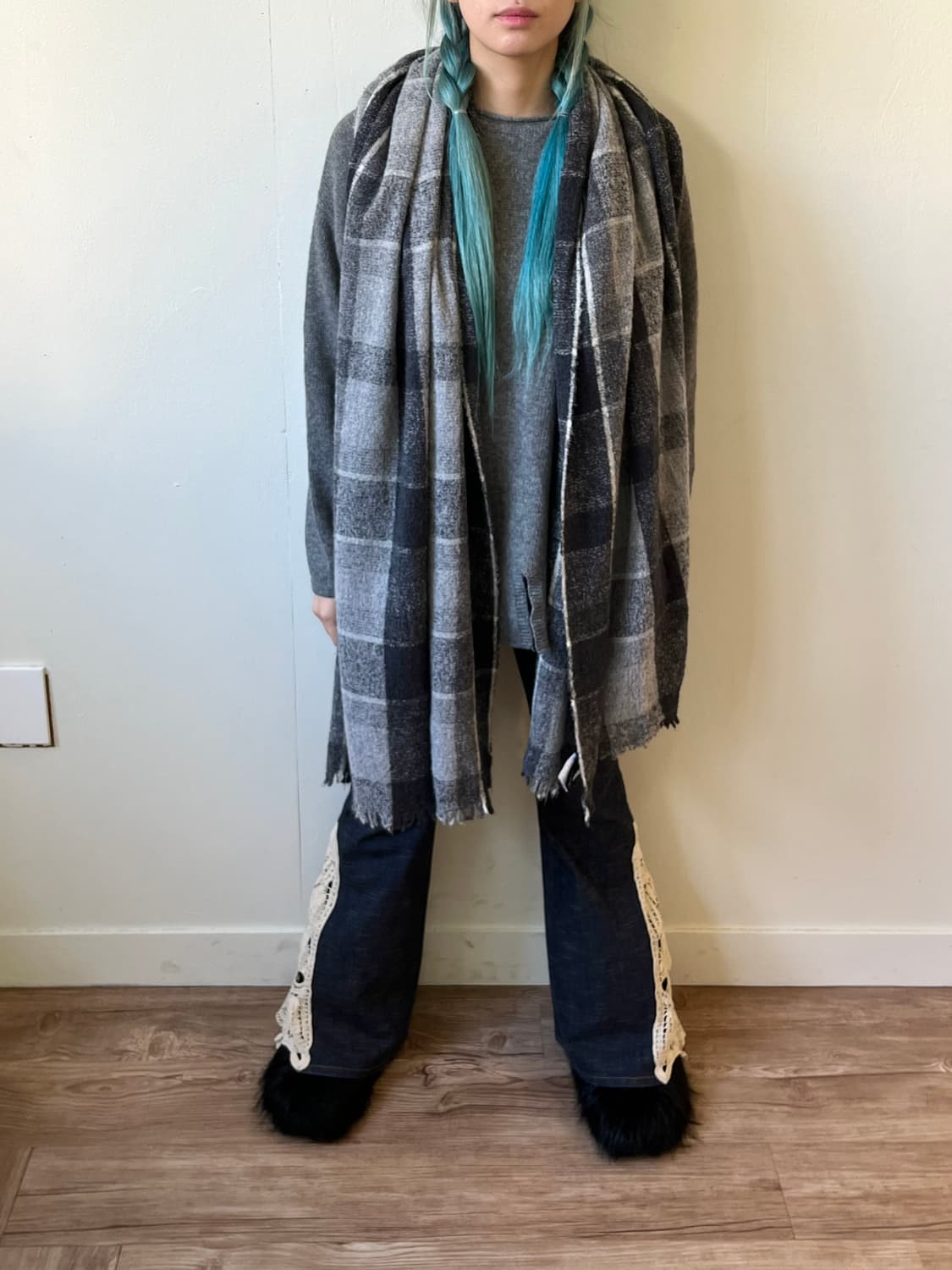 theory 울 체크 스카프 상품이미지7