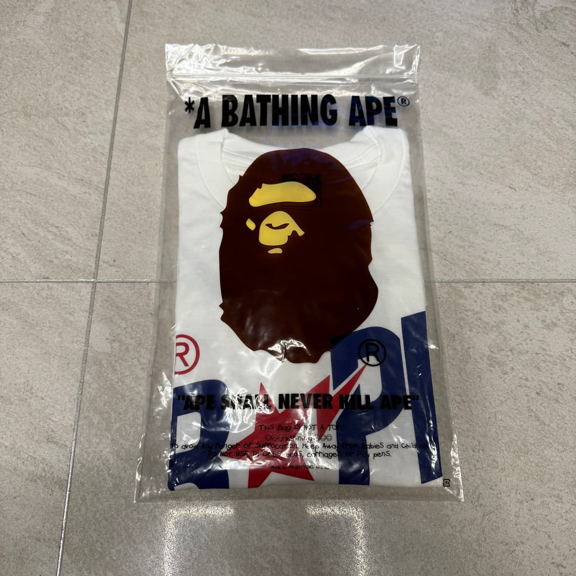 미개봉 새상품 [L] 베이프 컬러 베이프 스타 티셔츠 화이트 판매 상품이미지2