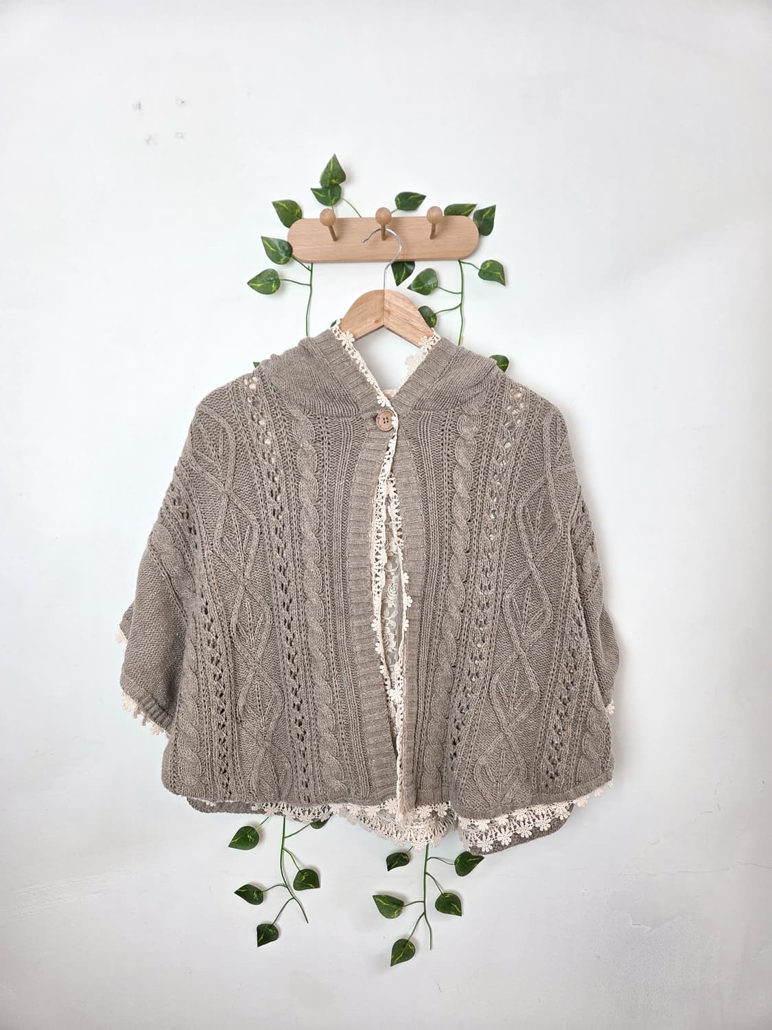 earth music 레이스 리버시블 케이프 가디건 상품이미지1