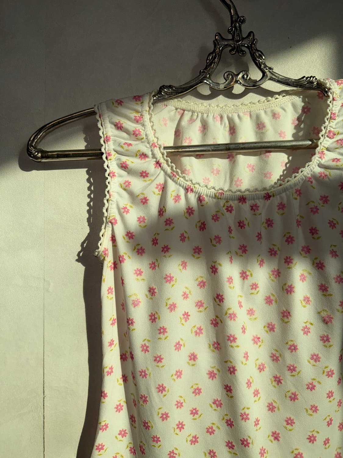 Pink white mini flower sleeveless 상품이미지3