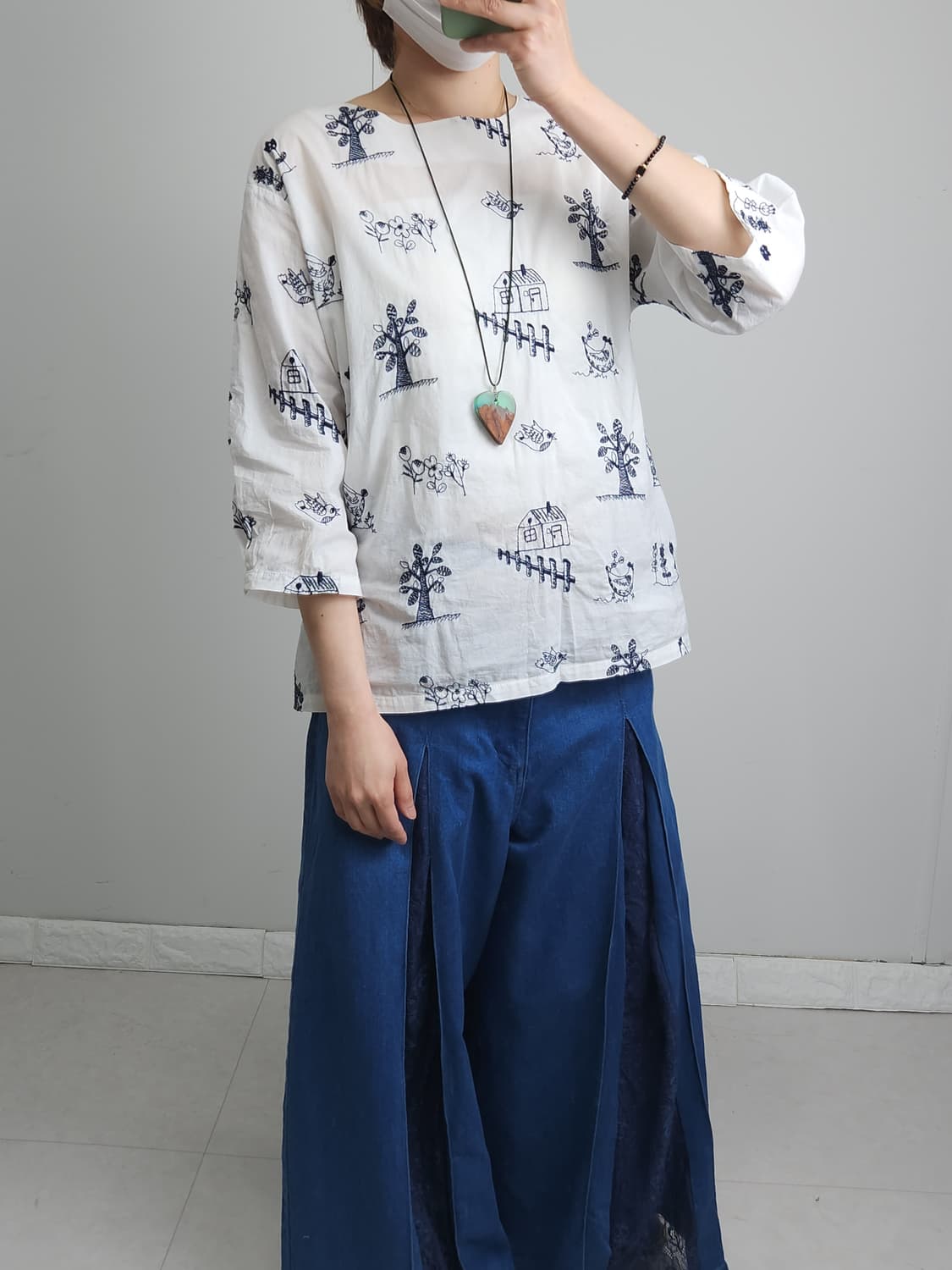 자수 패턴 블라우스 상품이미지2