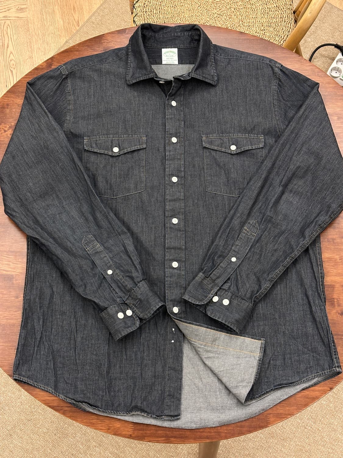 [상태좋음] 브룩스브라더스 밀라노 데님 샴브레이 셔츠 다크블루 L 상품이미지1