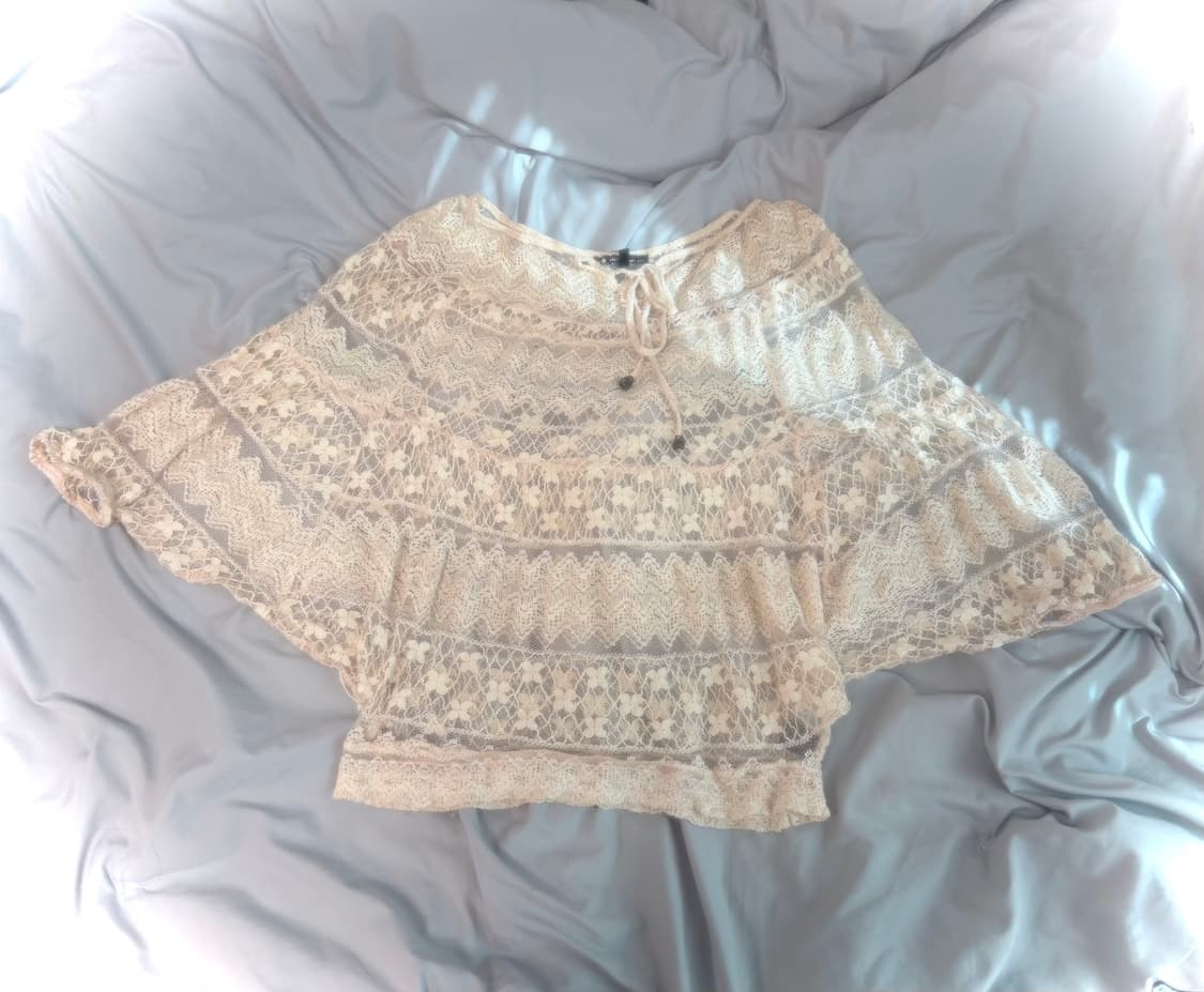 빈티지 코랄 레이스 가오리핏 크로셰 니트 모리걸 아오이유우 스즈코 하구미 상품이미지1