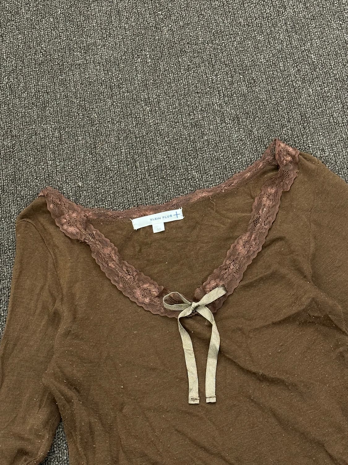 38)Klein plus vintage 여성 레이스 리본 디테일 브라운  상품이미지3