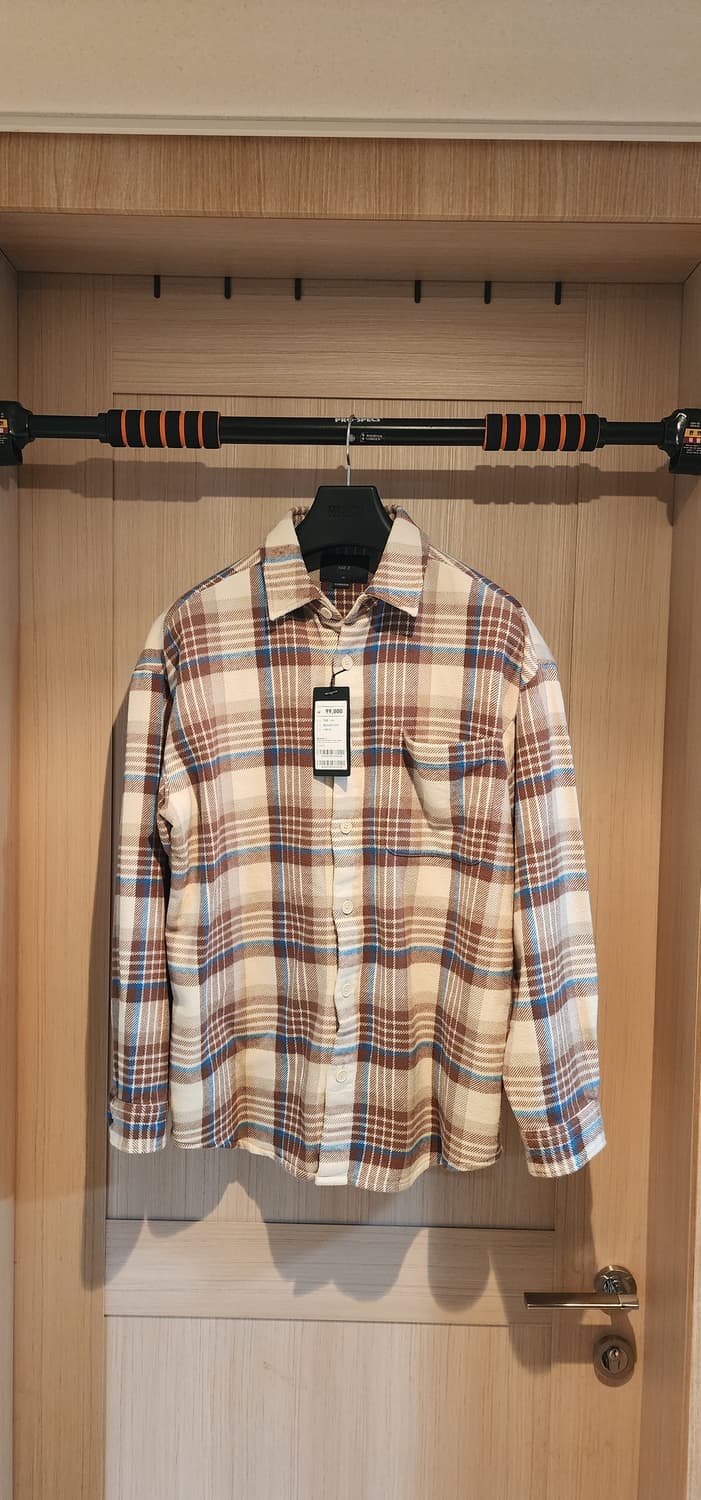 (새상품)ANDZ 오버핏 아우터형 체크 셔츠 베이지 L 상품이미지1
