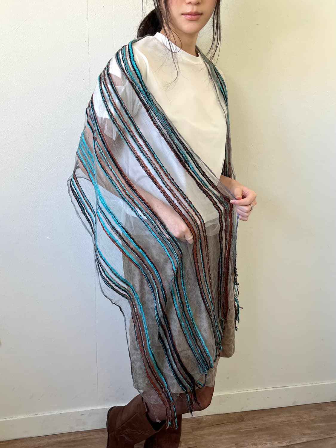 Japan vtg 시스루 머플러 상품이미지8