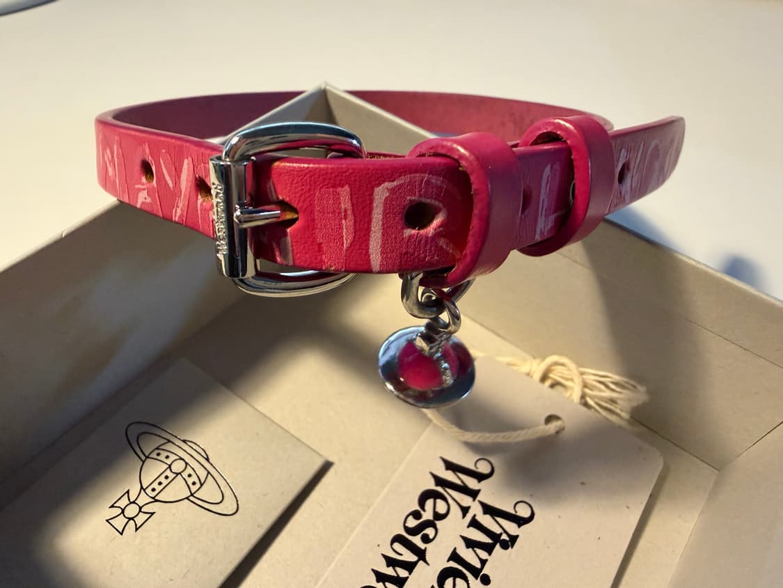 비비안웨스트우드 브리스톨 레더 초커 핑크 상품이미지1