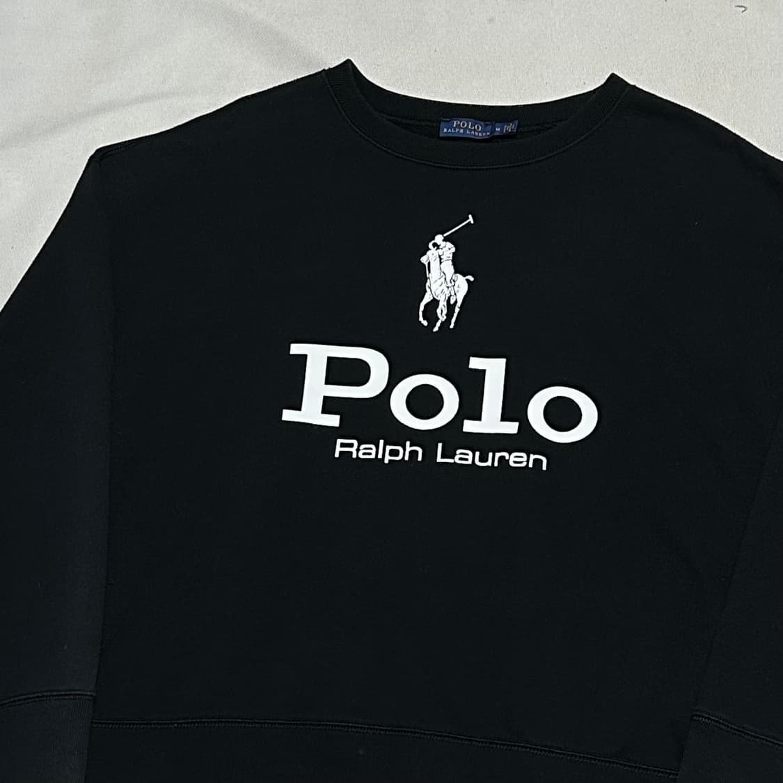 M 폴로랄프로렌 빅포니 로고 블랙 기모 맨투맨 상품이미지1