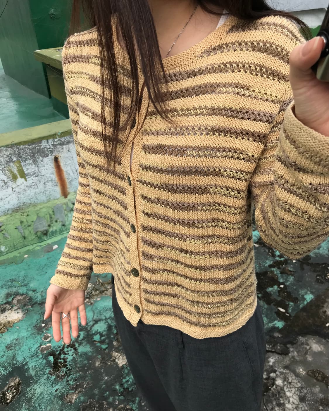 옐로우 쉬머펄 가디건 상품이미지5