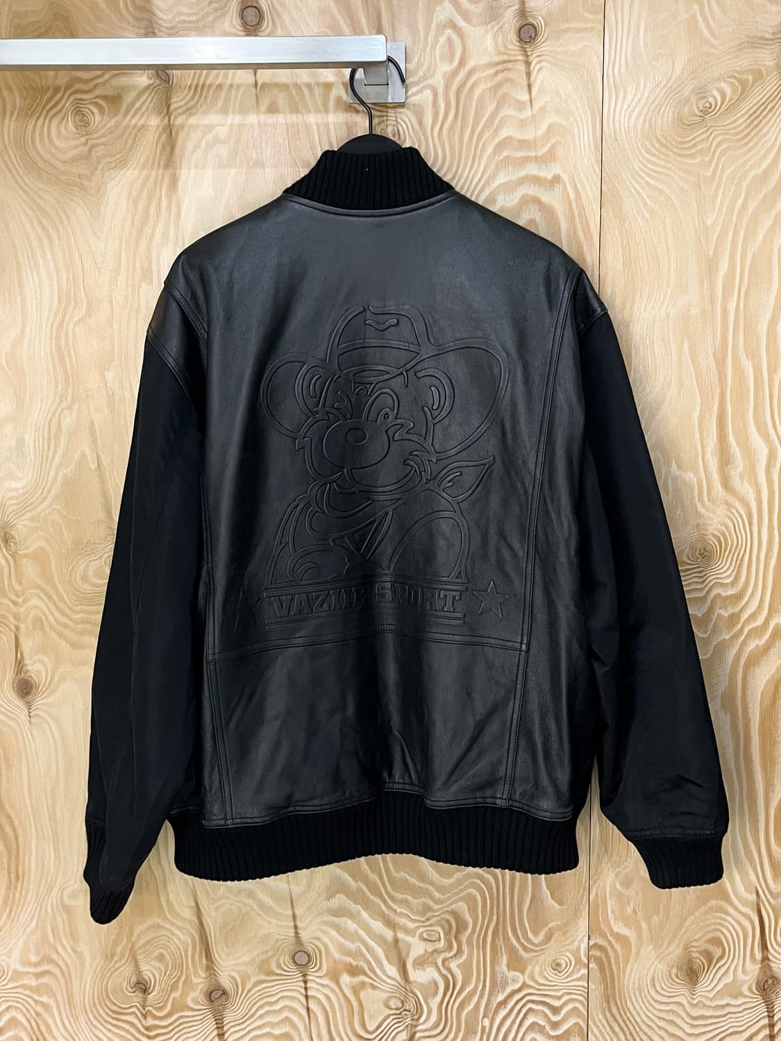 Vaziie 스포츠 카우보이 베어 나일론/레더 램스킨 레더 자켓 상품이미지1