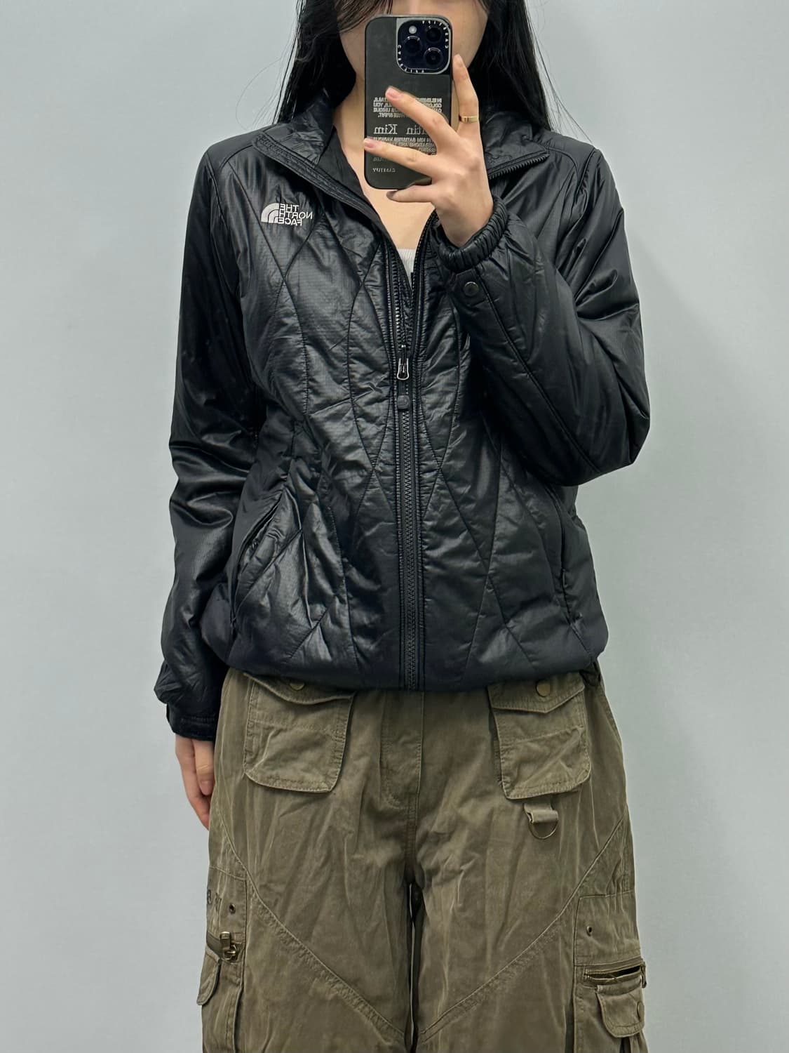 노스페이스 자수로고 블랙 경량 패딩 상품이미지1