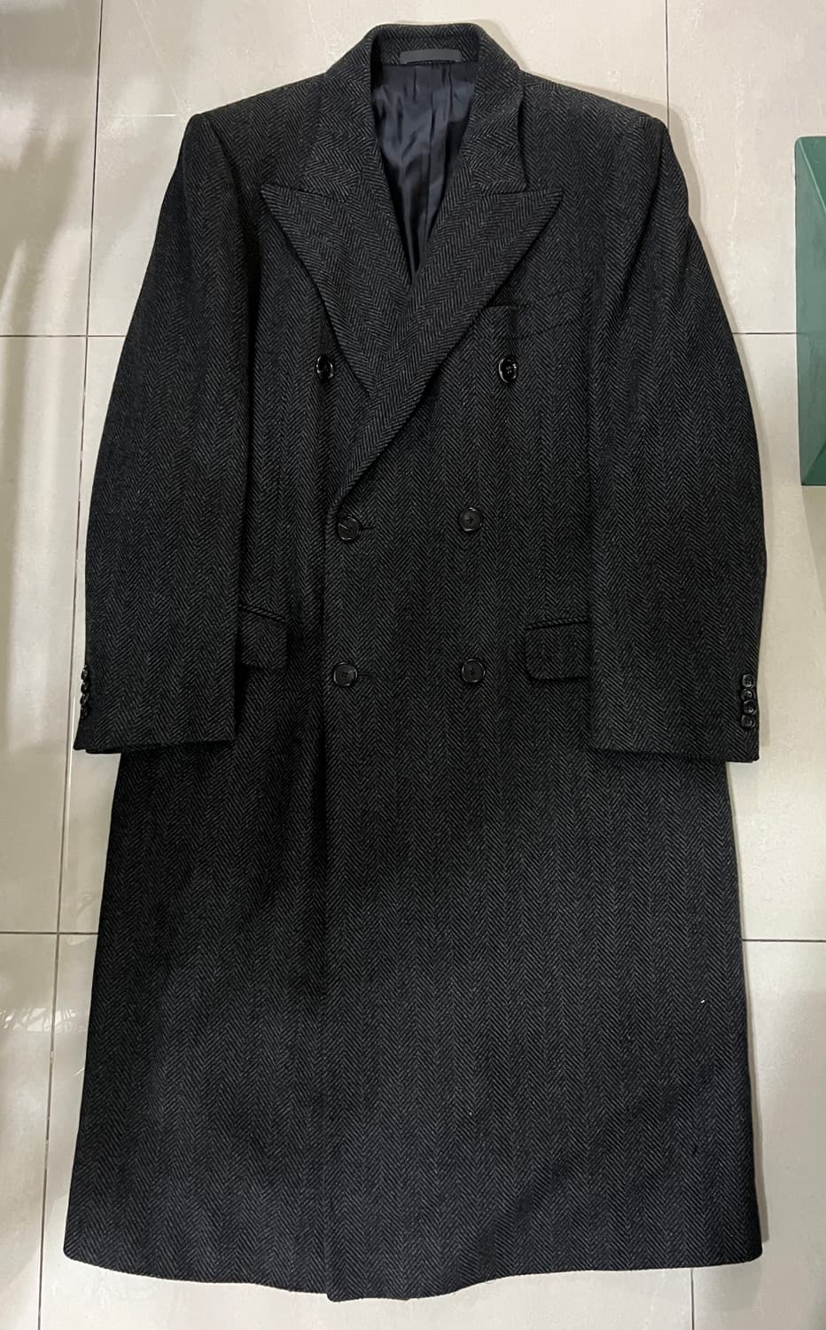 Ermenegildo Zegna 헤링본 더블 브레스티드 롱 코트 상품이미지2