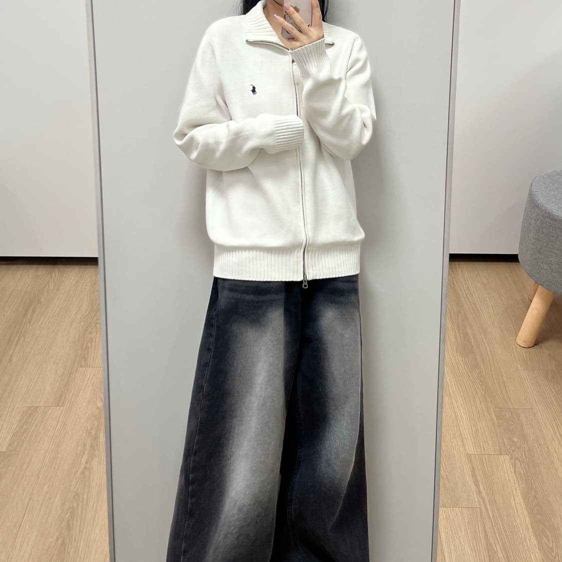 폴로 랄프로렌 네이비 포니 화이트 니트 집업 상품이미지1