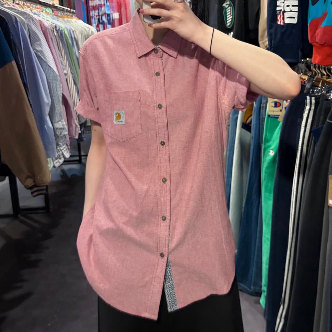 [IM] Carhartt 칼하트 반팔 워크 셔츠 핑크 상품이미지1