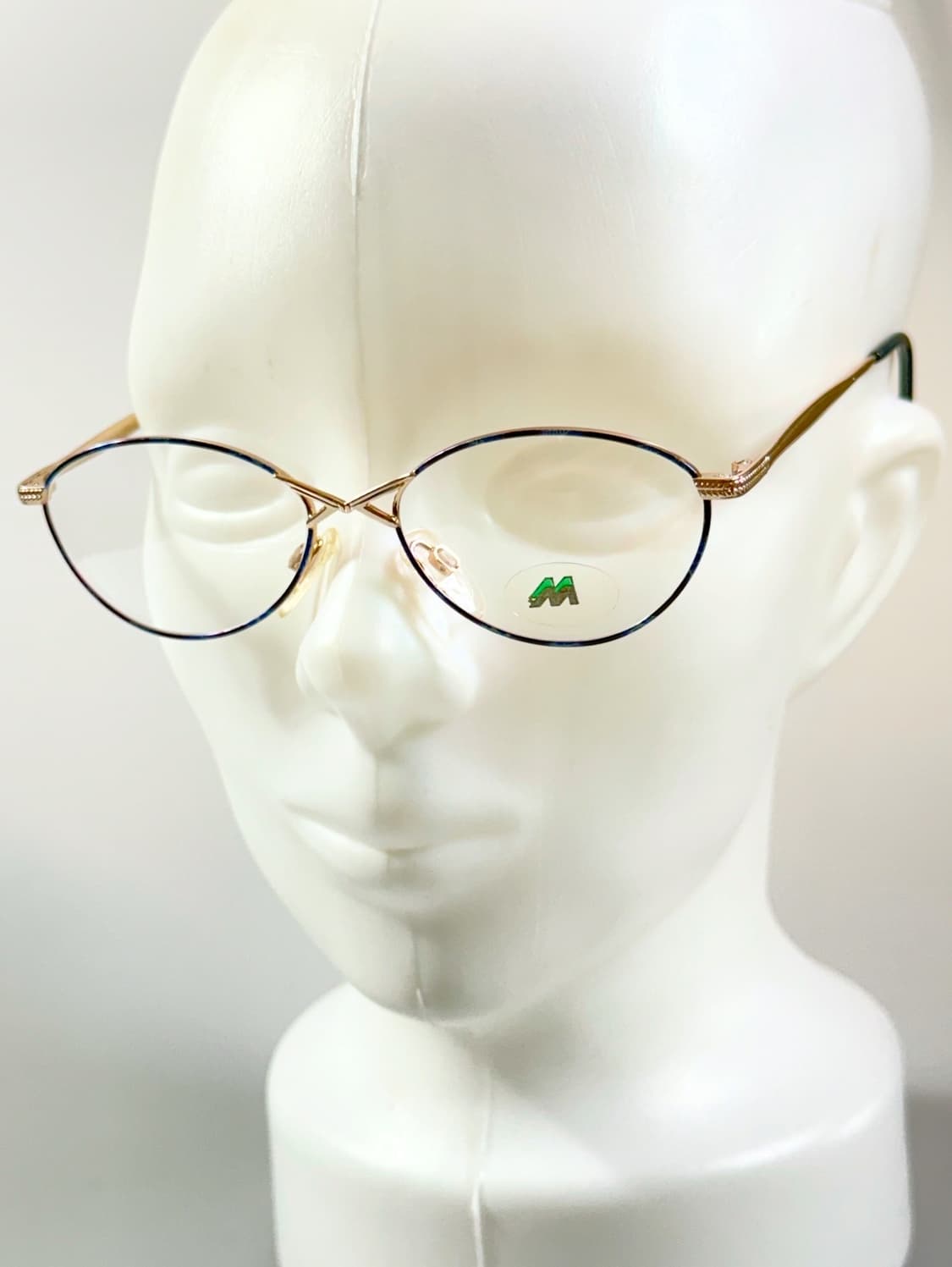 90s 독일제 MEITZLER 블루 골드 슬림 오벌 빈티지 안경 상품이미지8