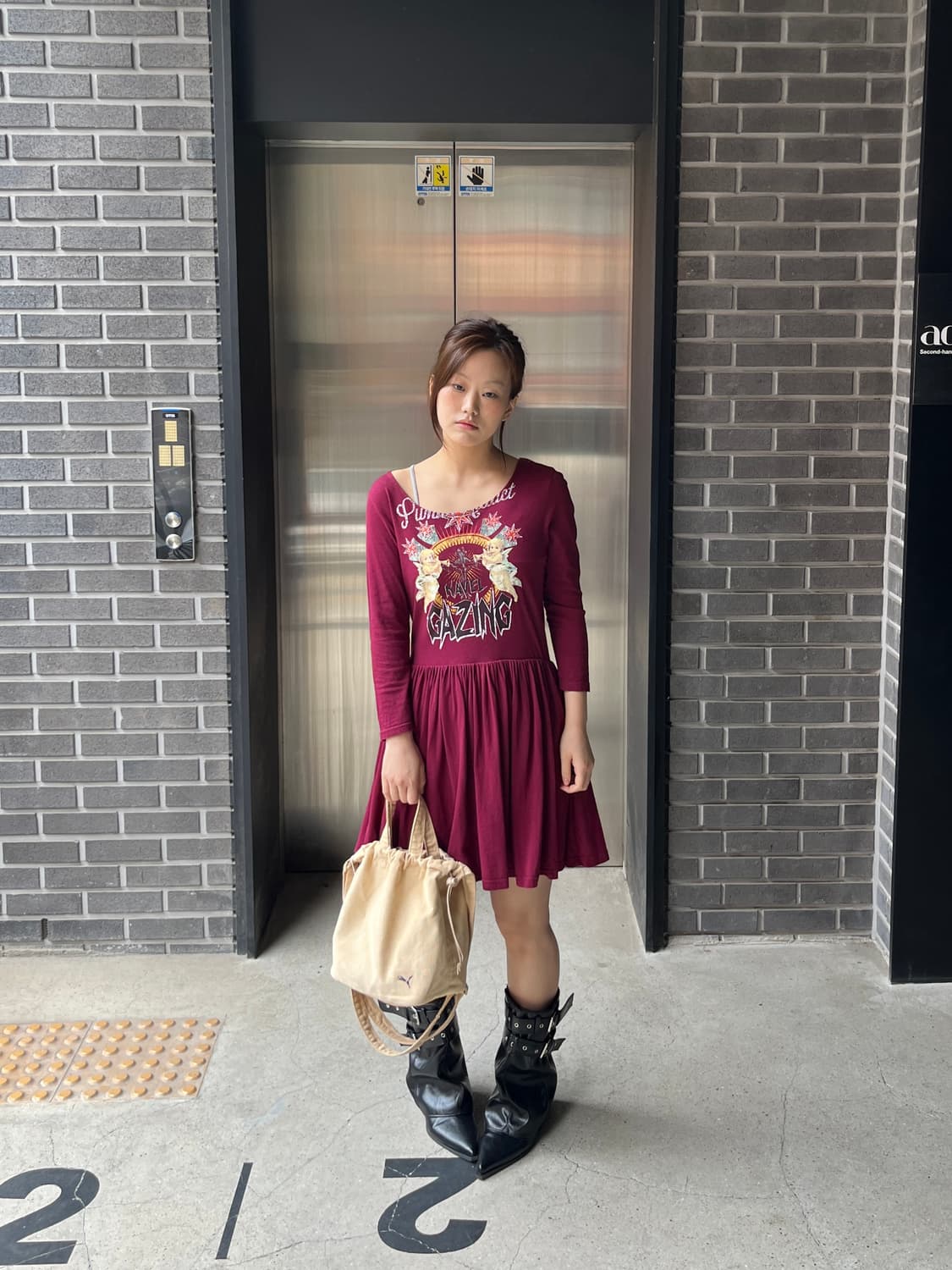 Jouetie 앤젤 코튼 원피스 버건디 상품이미지5