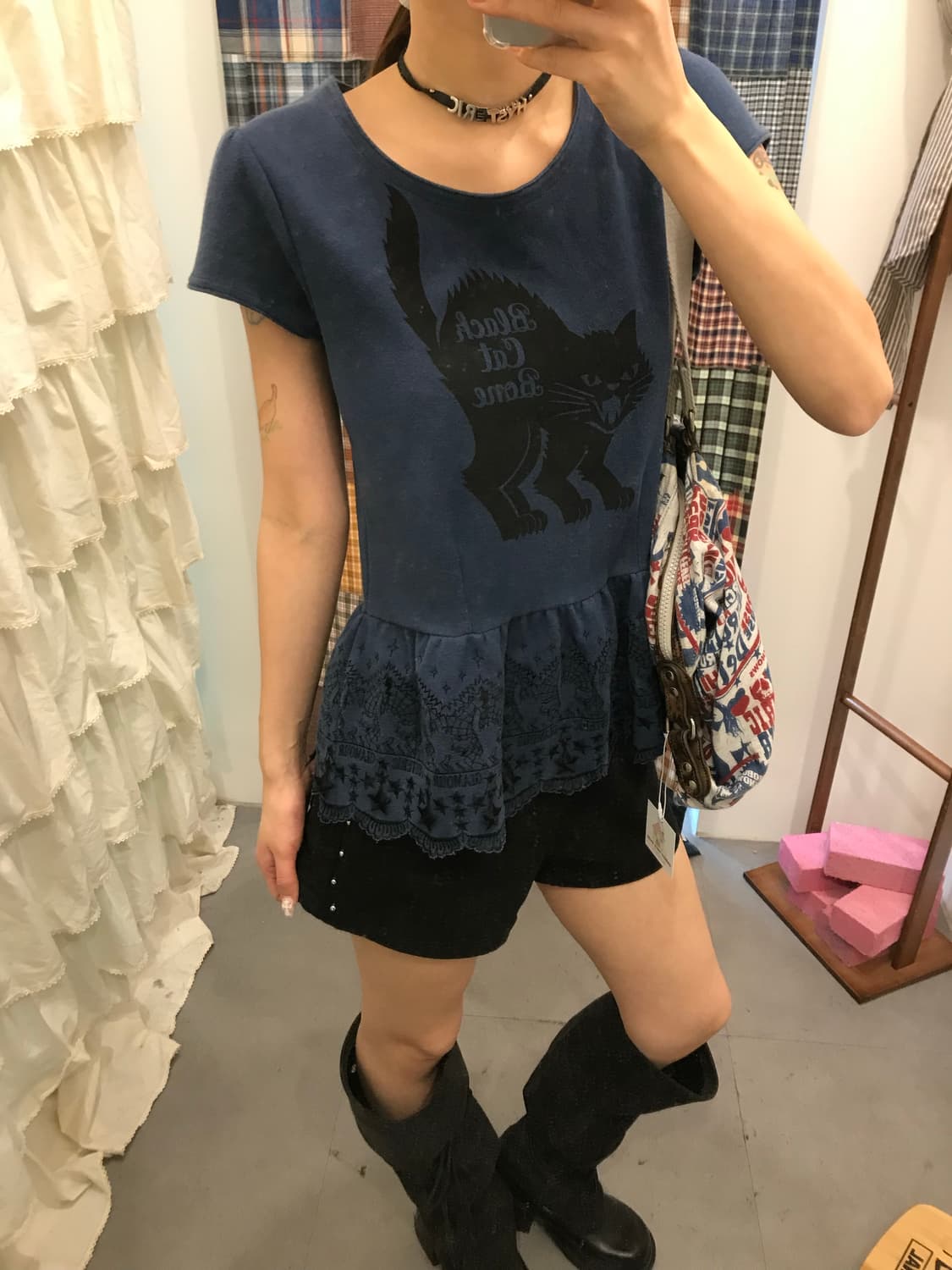 히스테릭글래머 블루 캣 펀칭 반팔티  상품이미지3