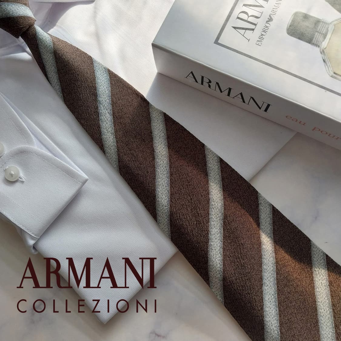 아르마니 꼴레지오니 실크 스트라이프 넥타이 9.6cm A+등급 K1895 상품이미지2