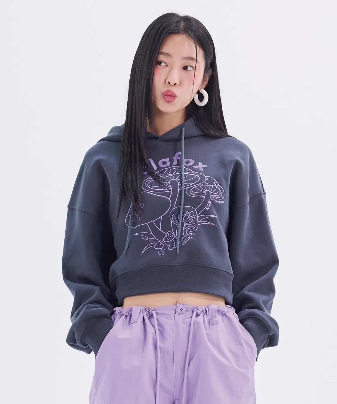 무신사 라라폭스 LALAFOX 머쉬룸 후드티 [차콜] S 상품이미지1