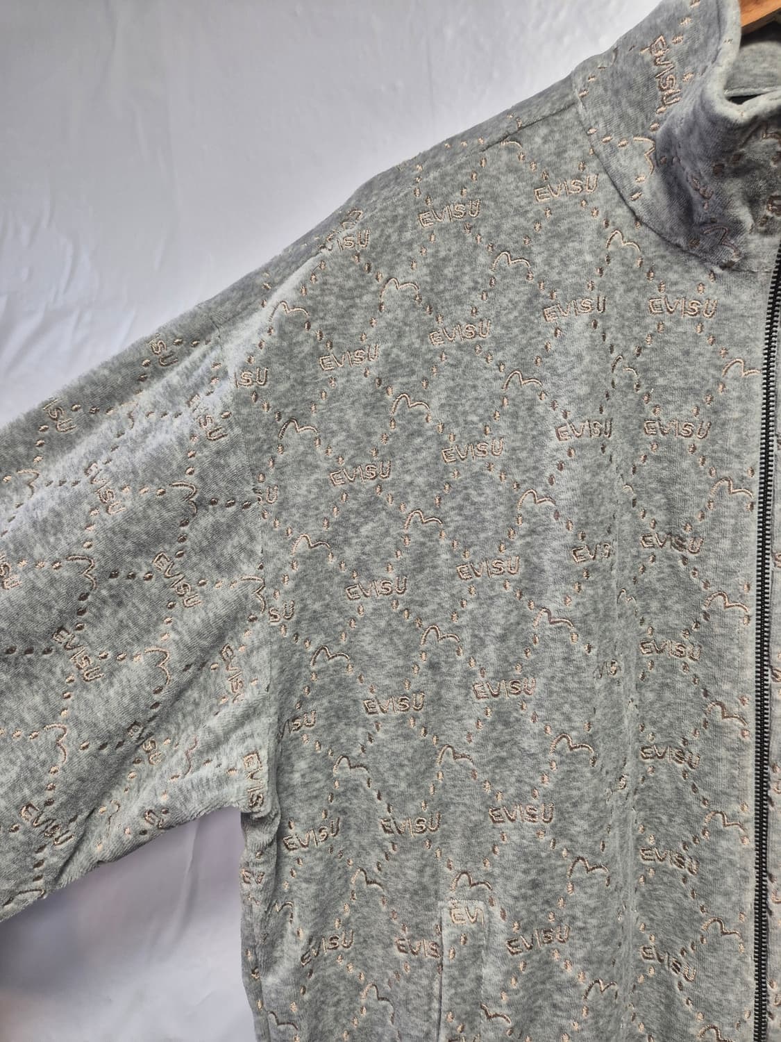 EVISU 에비수 올오버 패턴 후리스 집업 105 XL사이즈(상태A급) 상품이미지3