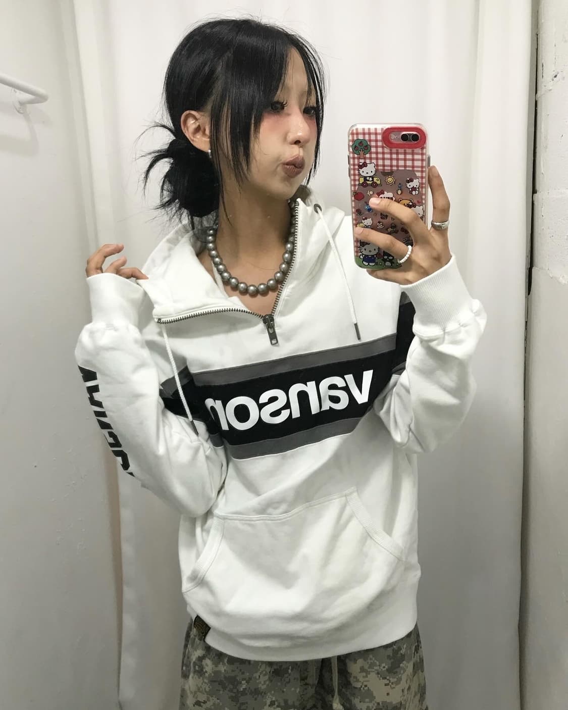 Vanson Logo Half Zip-Up Hoodie 상품이미지6