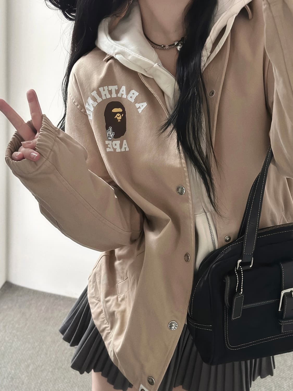 베이프 베이지 컬리지 코치 자켓  상품이미지2