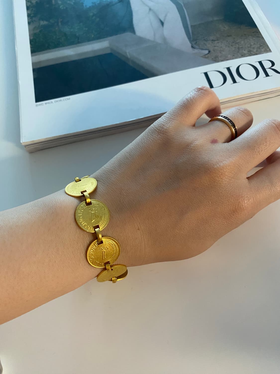 싱가폴 코인 팔찌 빈티지 골드 y2k 상품이미지4