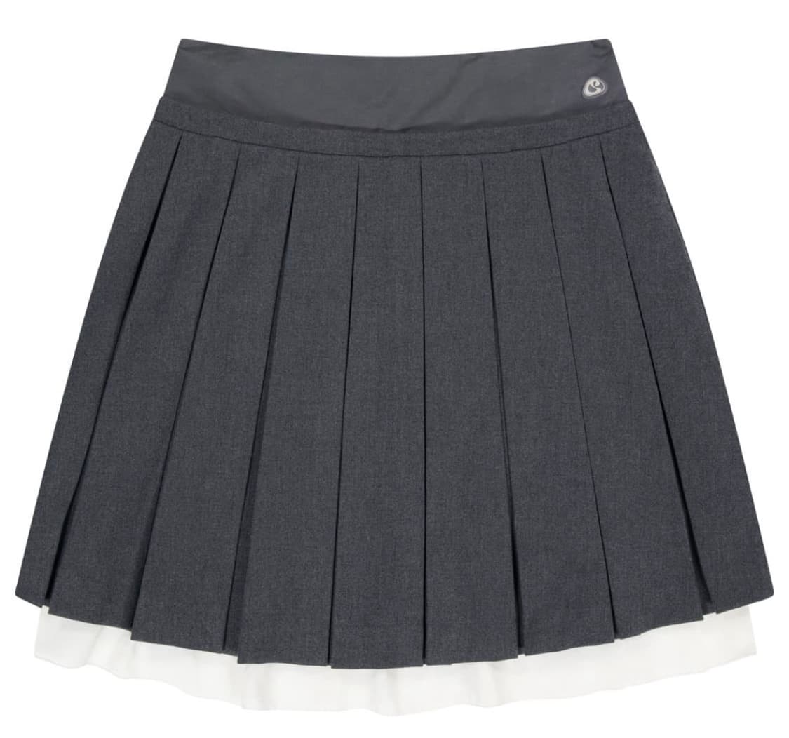 더블 웨이스티드 플리츠 스커트 그레이 1 상품이미지1