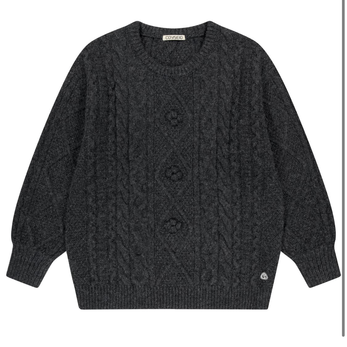 코이세이오 폼폼 케이블 니트 차콜 상품이미지1