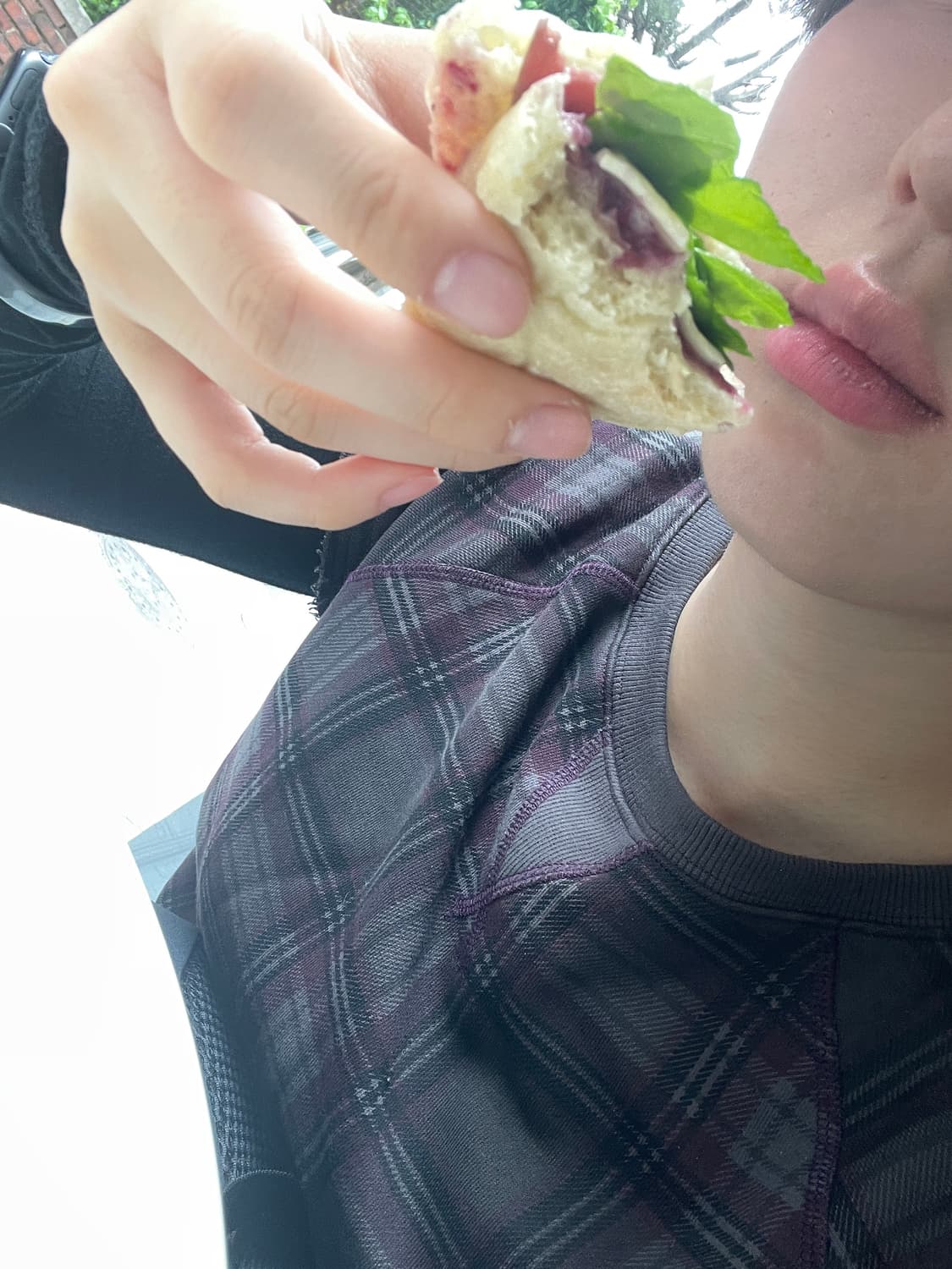 CHECK SHORT SLEEVES SWEATSHIRT, CHARCOAL 상품이미지5