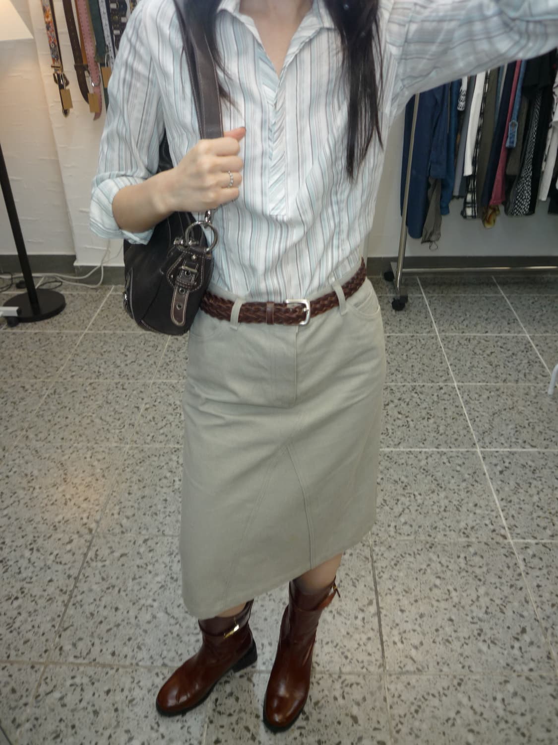 Light grey A line skirt 상품이미지1